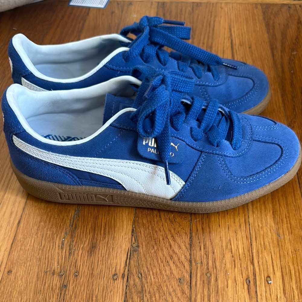 Puma Palermo Suede Sneakers in Blue & White